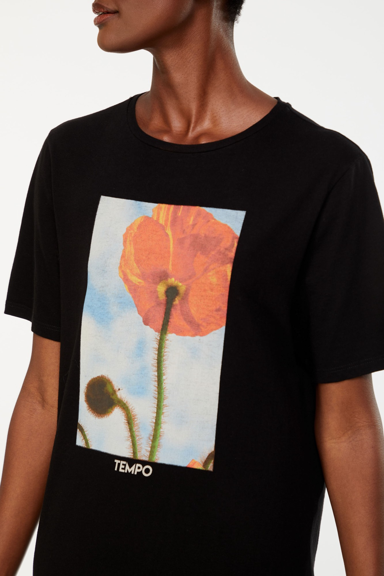 T-Dress Tempo Flor Preto