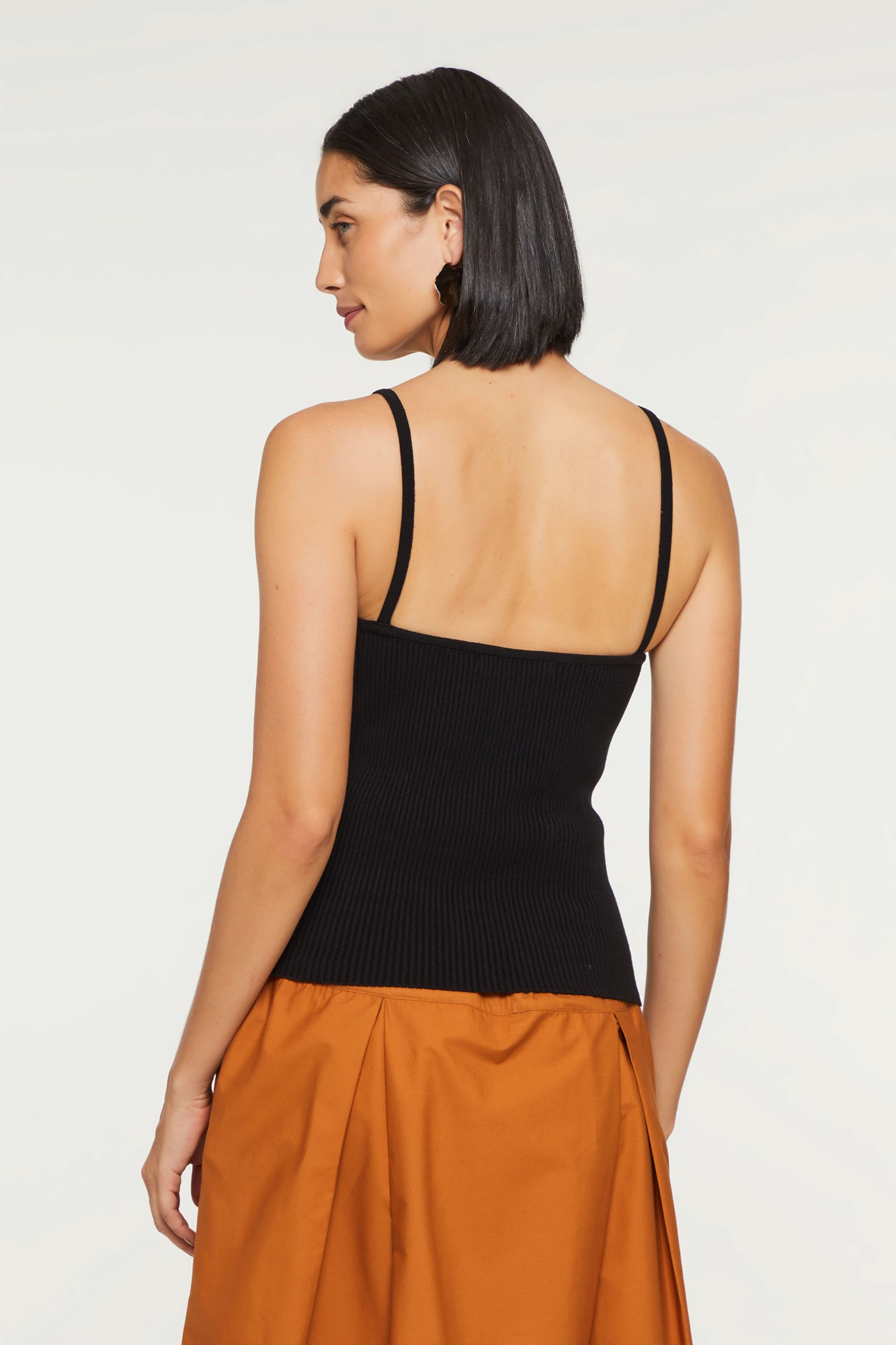 Top Com Alça Canelado Tricot Basic