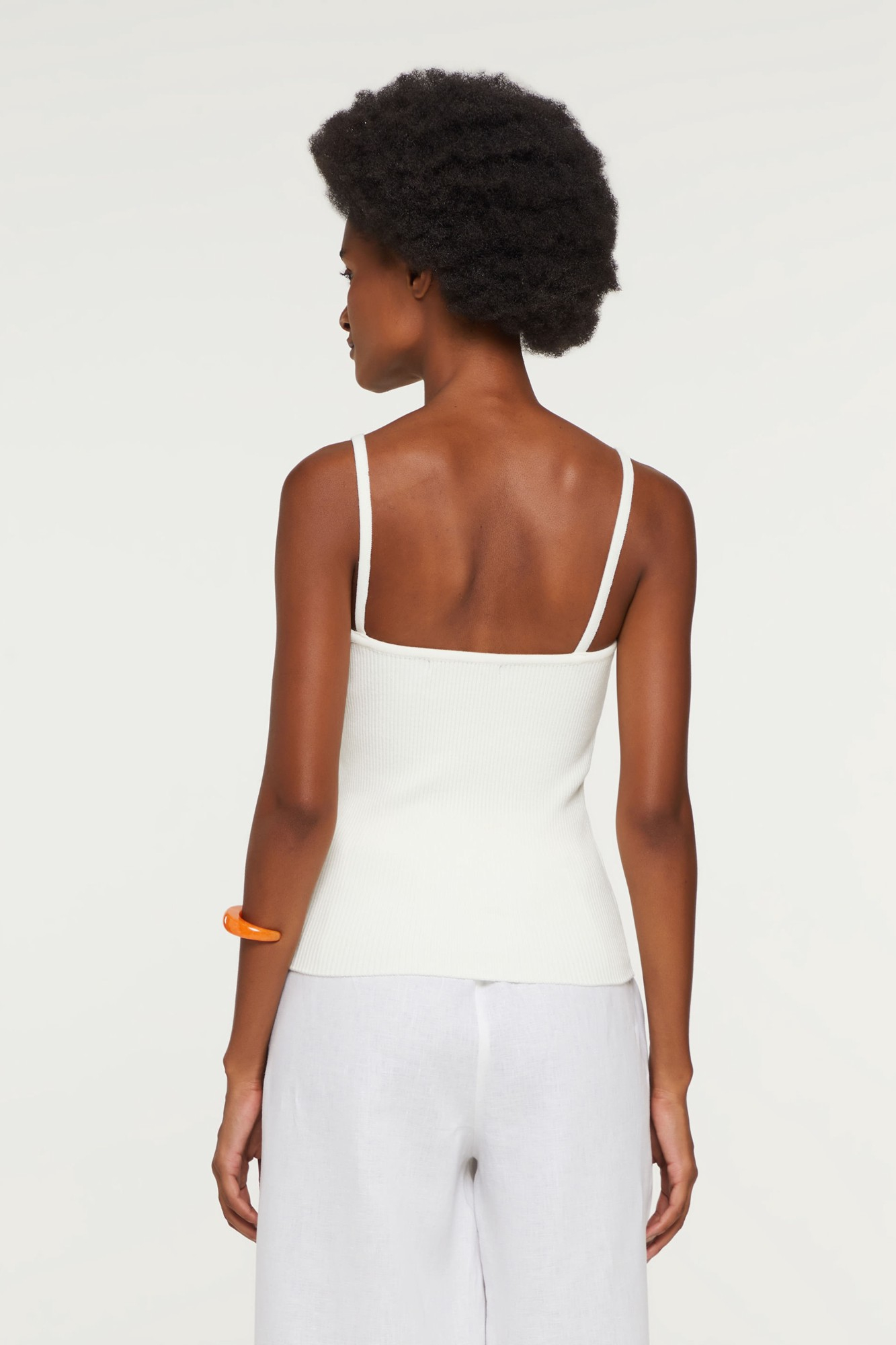 Top Com Alça Canelado Tricot Basic