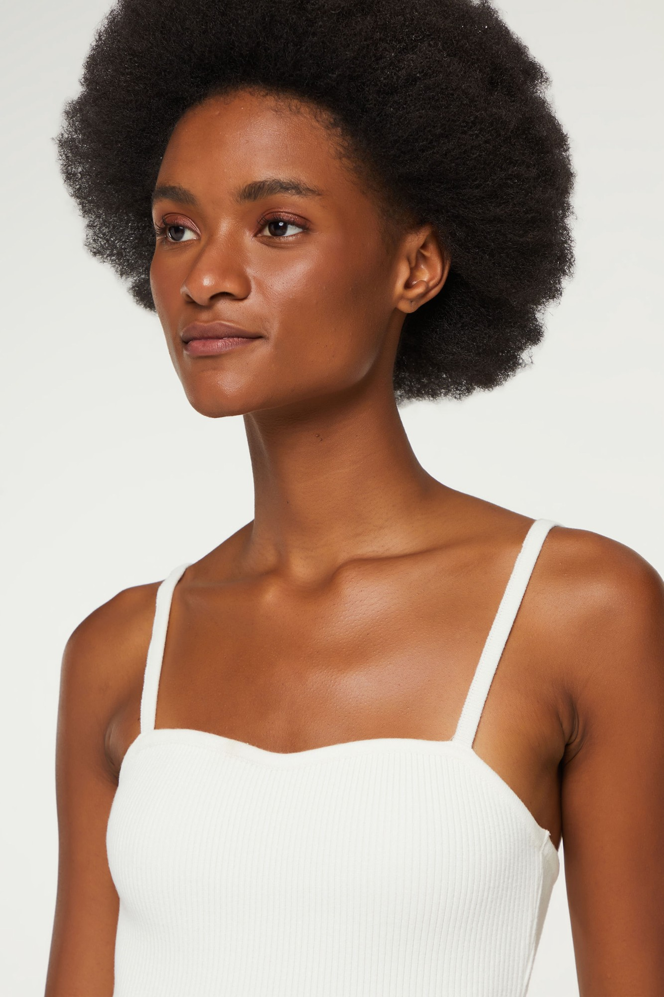 Top Com Alça Canelado Tricot Basic