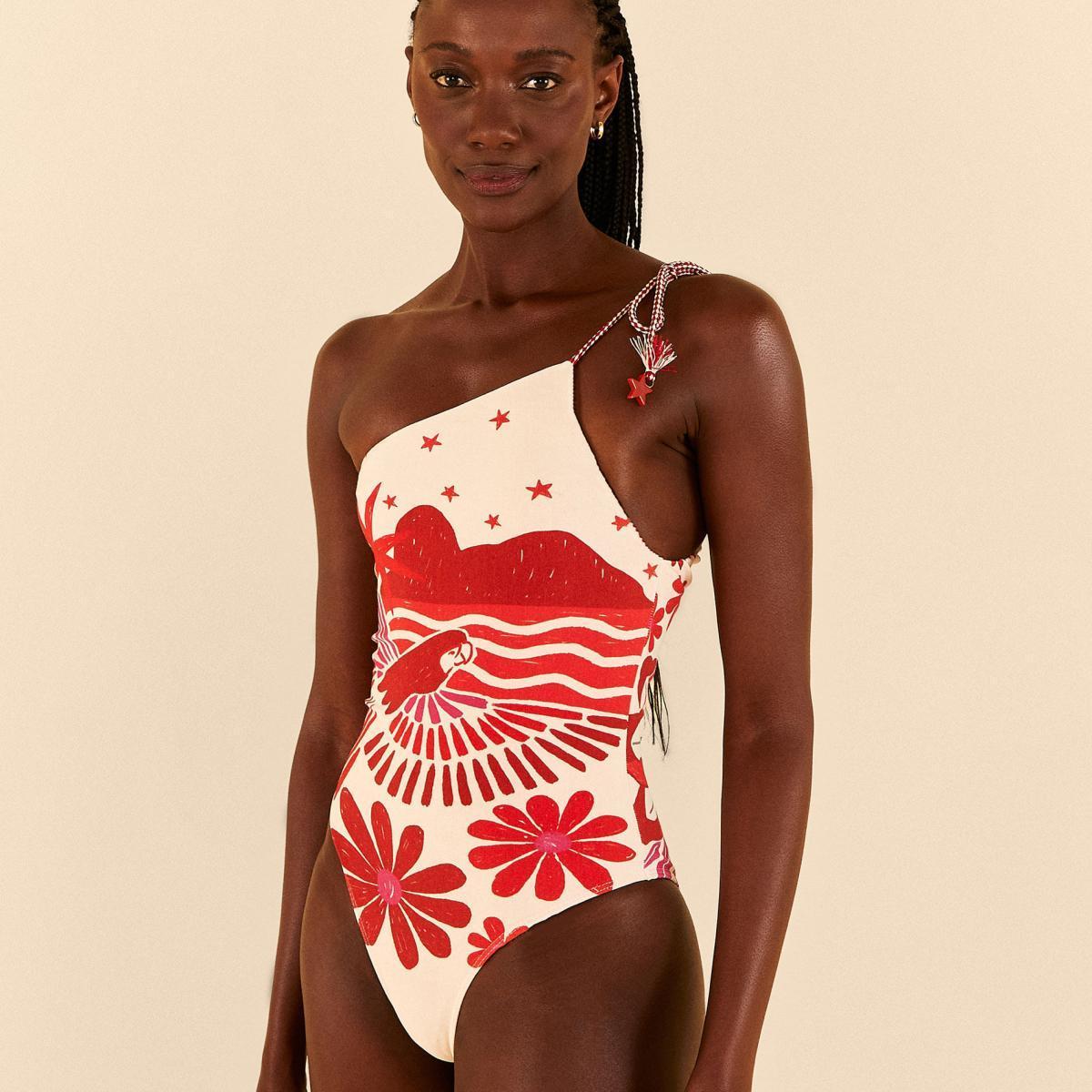 Body Um Ombro Só Estampado Paraíso Carioca
