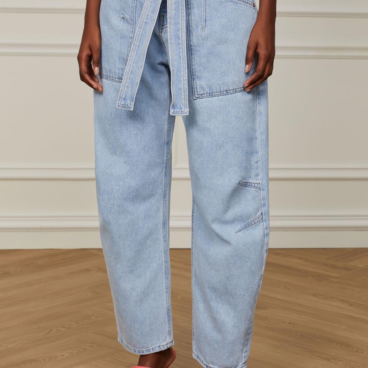 Calça Jeans Slouchy Bolso Com Pence