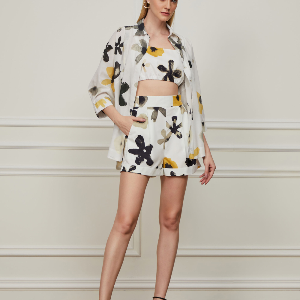 Top De Algodão Cropped Floral