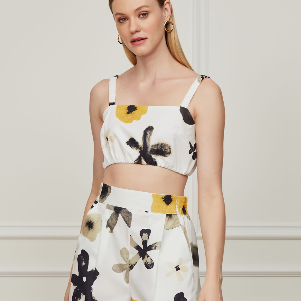 Top De Algodão Cropped Floral