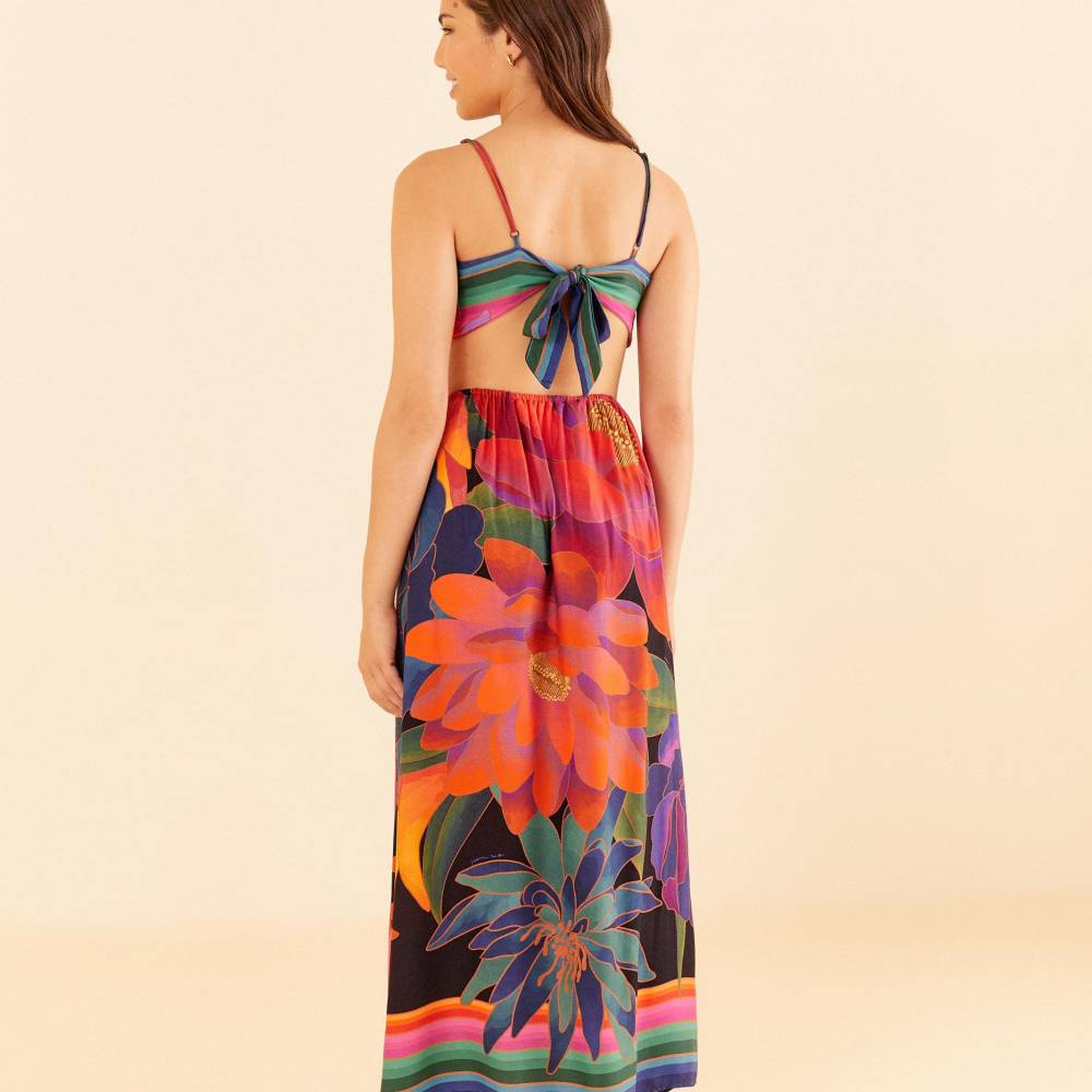 Vestido Cropped Estampado Florescente Lenço