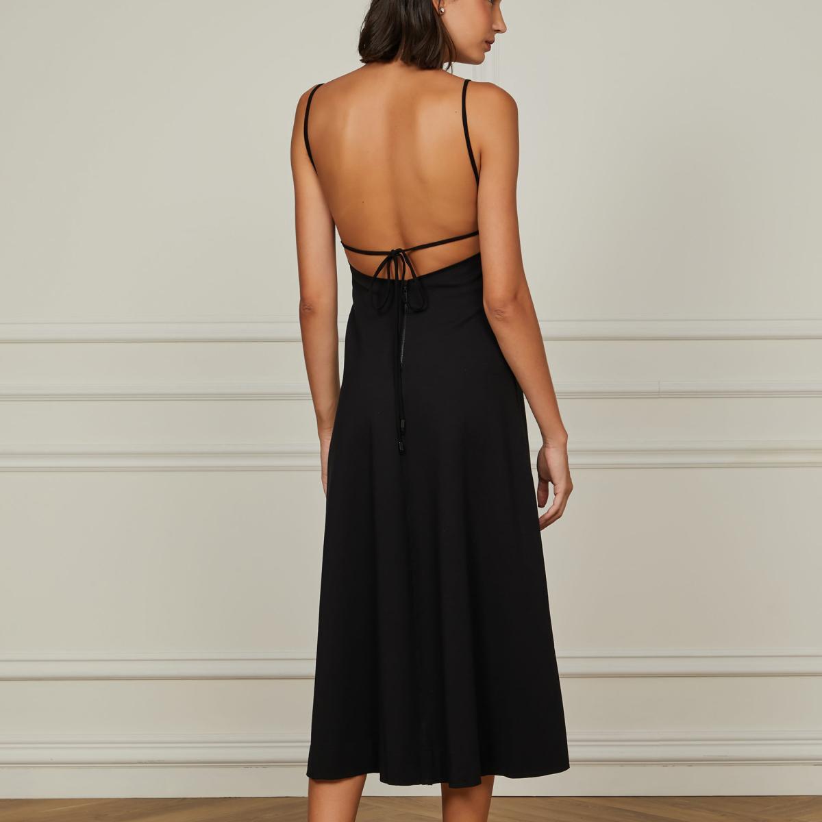 Vestido De Malha Bam Com Recorte Frontal Preto