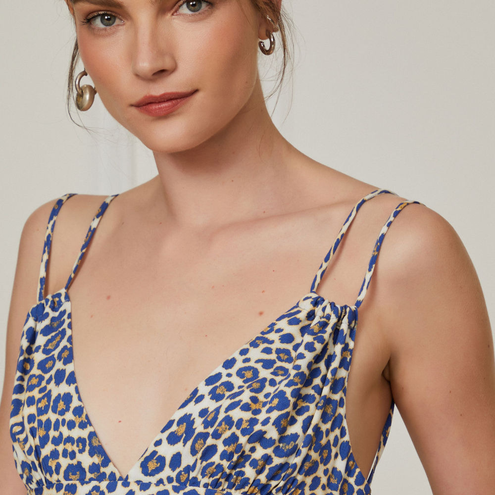 Vestido Longo Est Onça Classica Mazarine