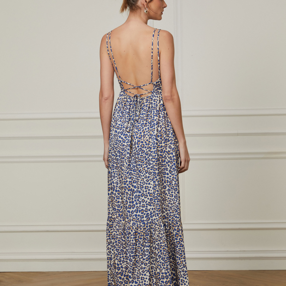 Vestido Longo Est Onça Classica Mazarine