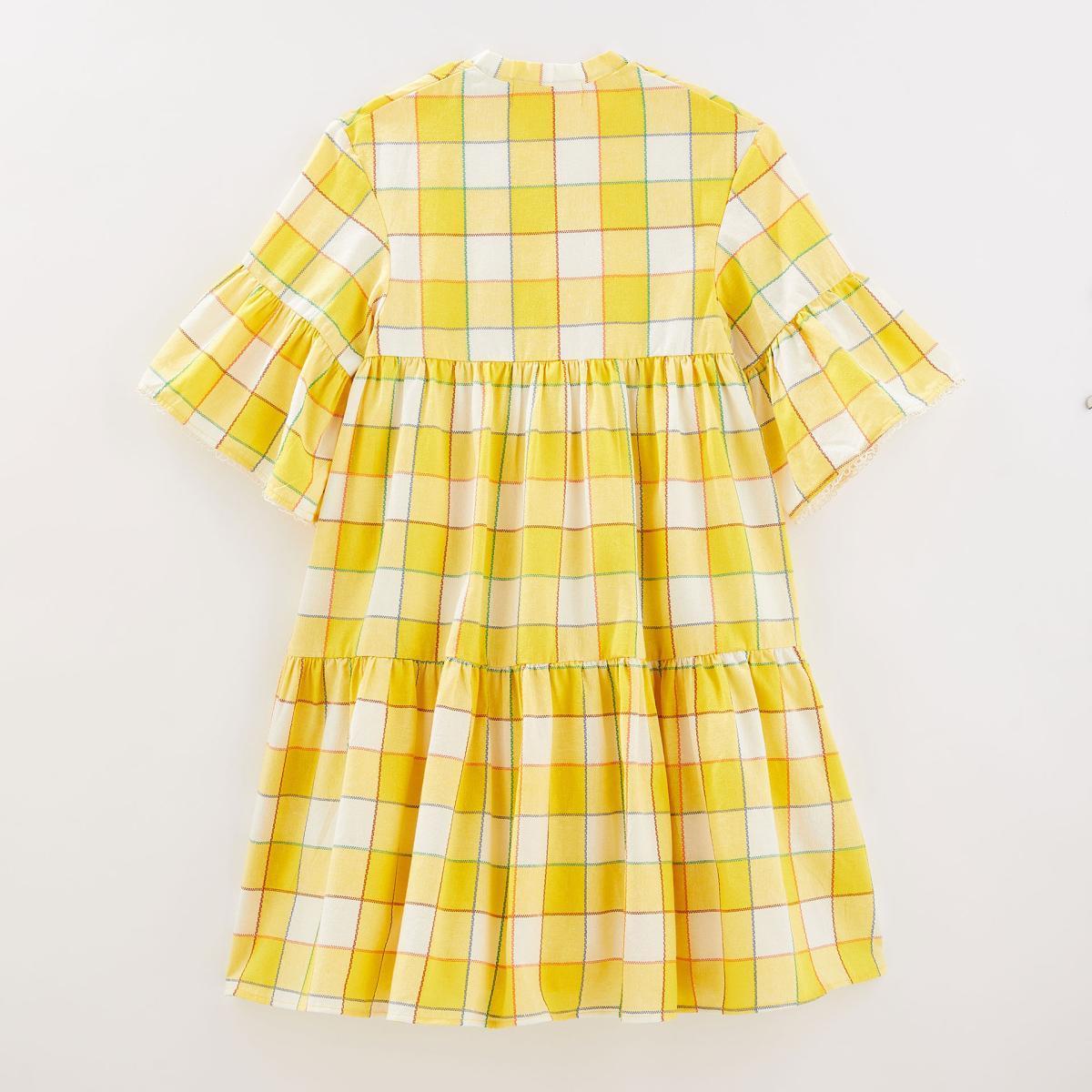 Vestido Manga Longa Babado