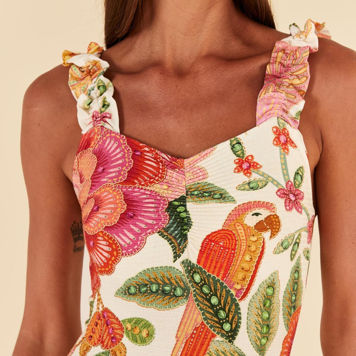 Body Frufru Estampado Flor De Verão