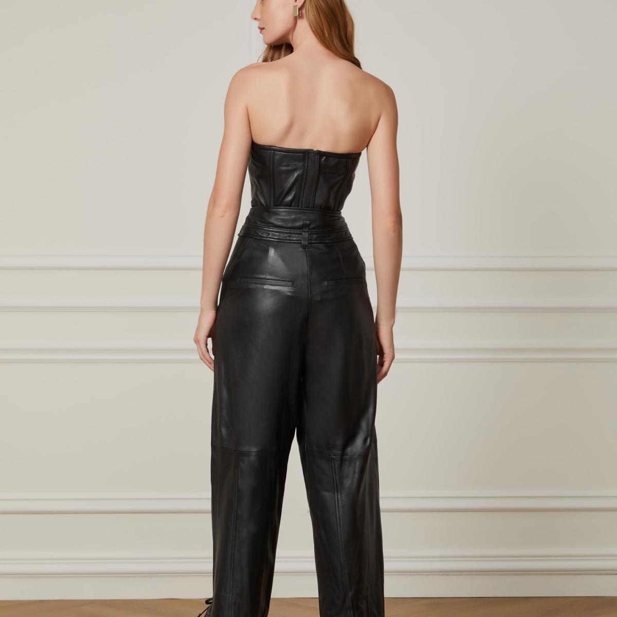 Calça De Couro Ampla Cos Duplo Calça De Couro Ampla Cos Duplo