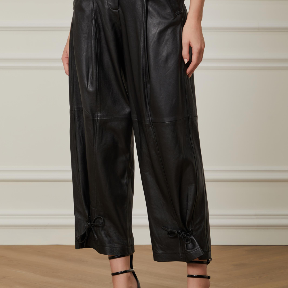 Calça De Couro Ampla Cos Duplo