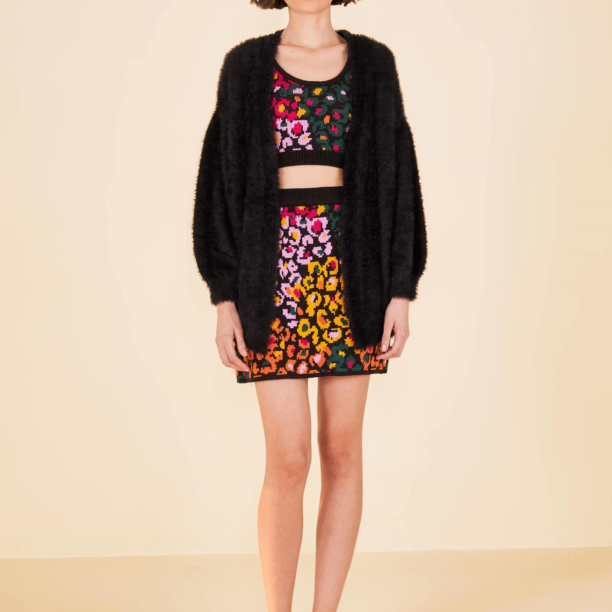Top Tricot Estampado Oncinha Flor De Banana