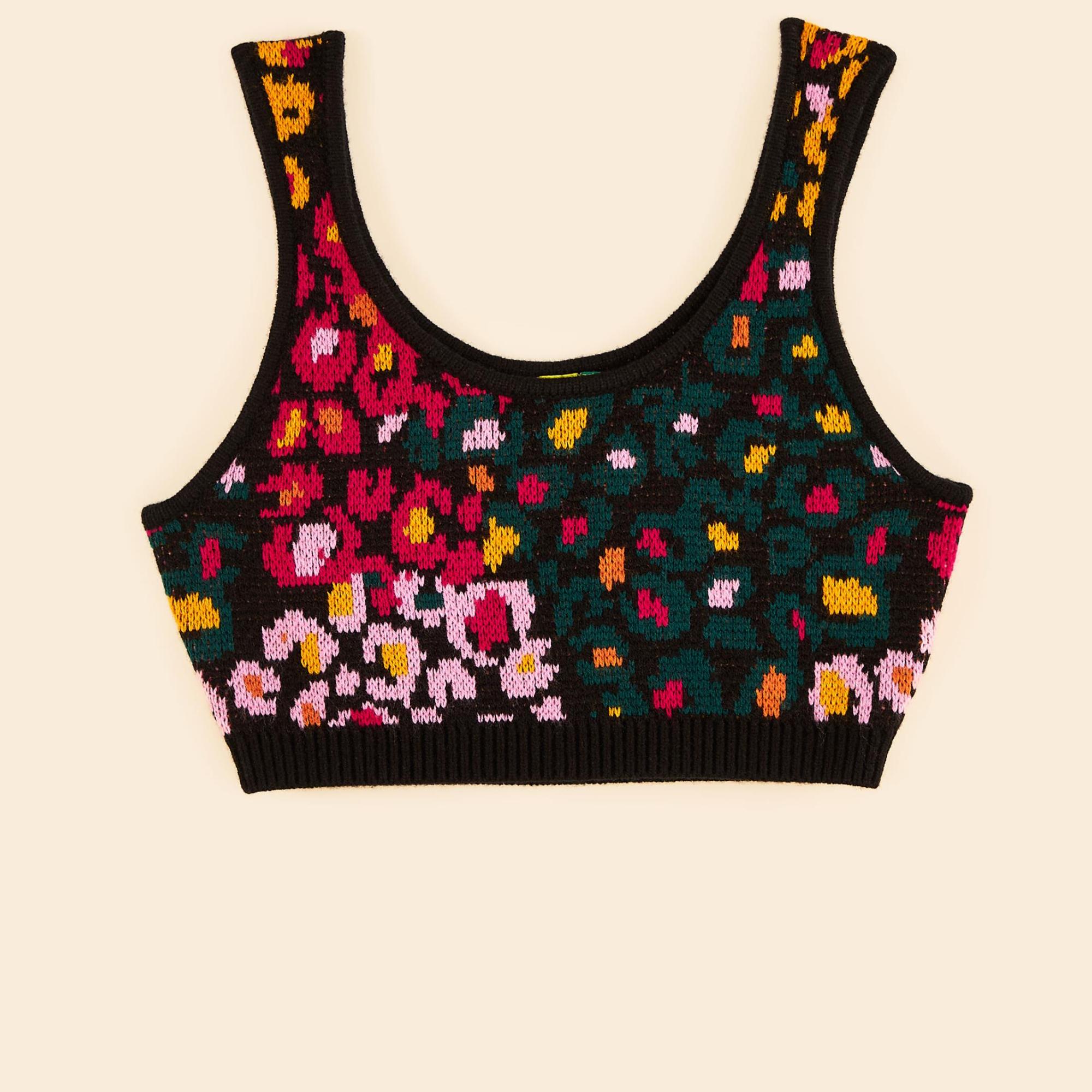 Top Tricot Estampado Oncinha Flor De Banana
