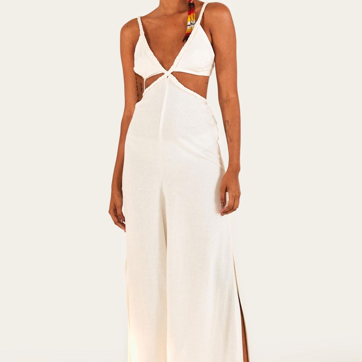 Macacao Cropped Decote Alcinhas Macacao Cropped Decote Alcinhas