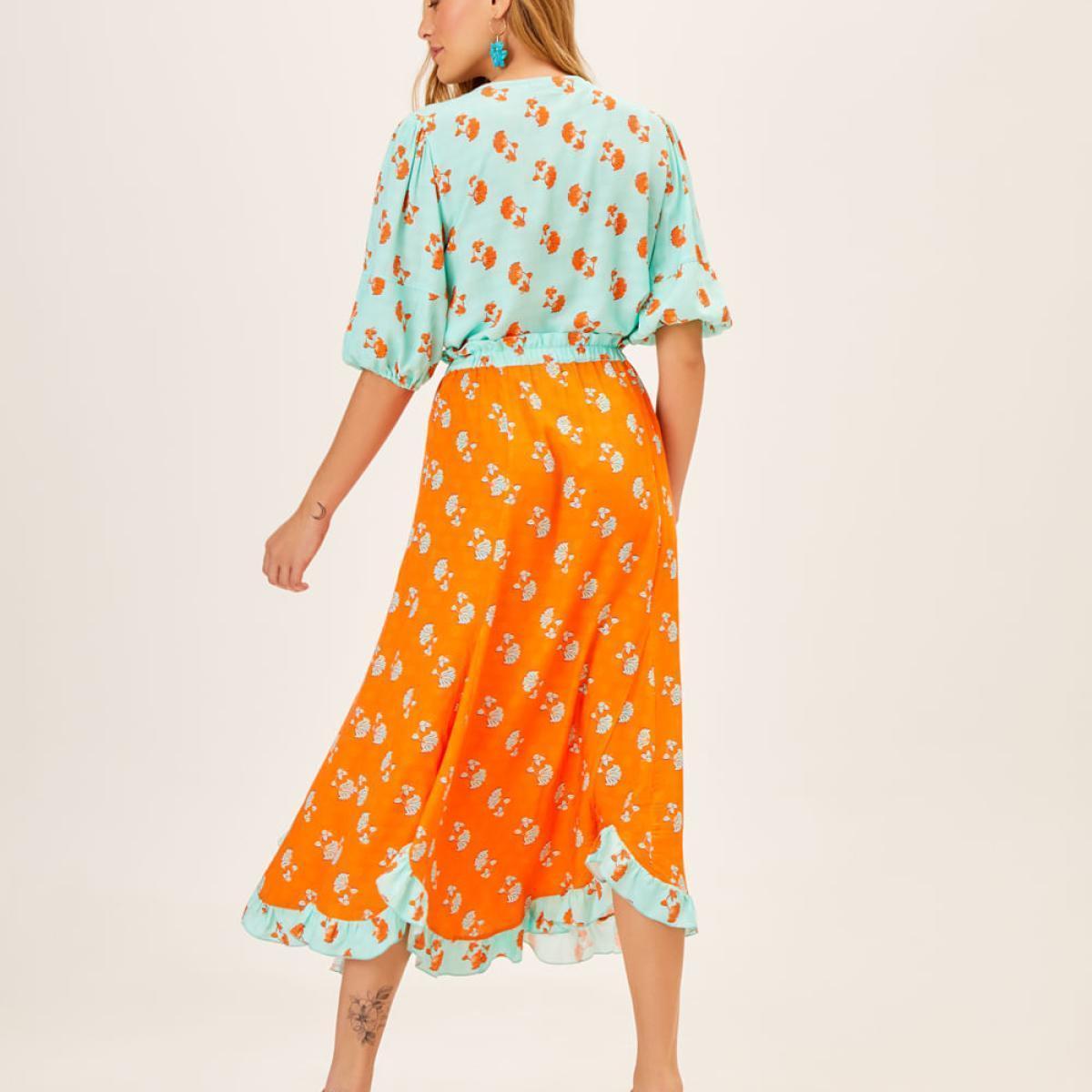 Saia Midi Estampa Verano