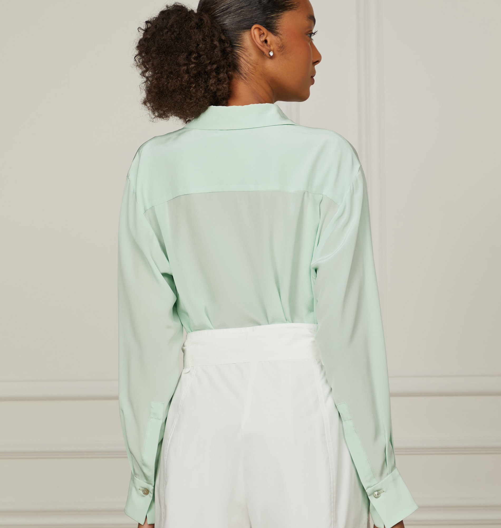 Short De Algodão Com Faixa Detalhe Pregas Branco