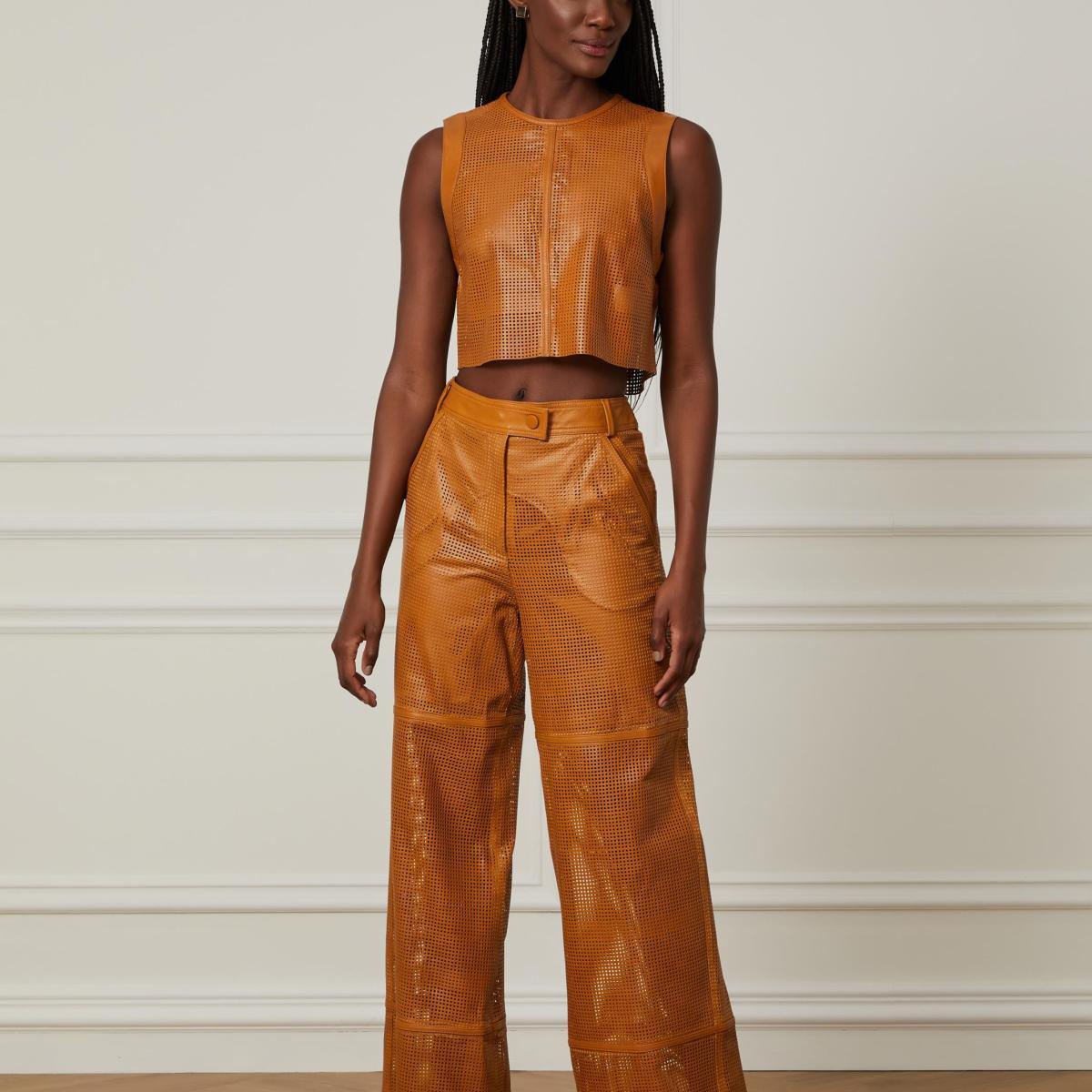 Top De Couro Cropped Vazado Top De Couro Cropped Vazado