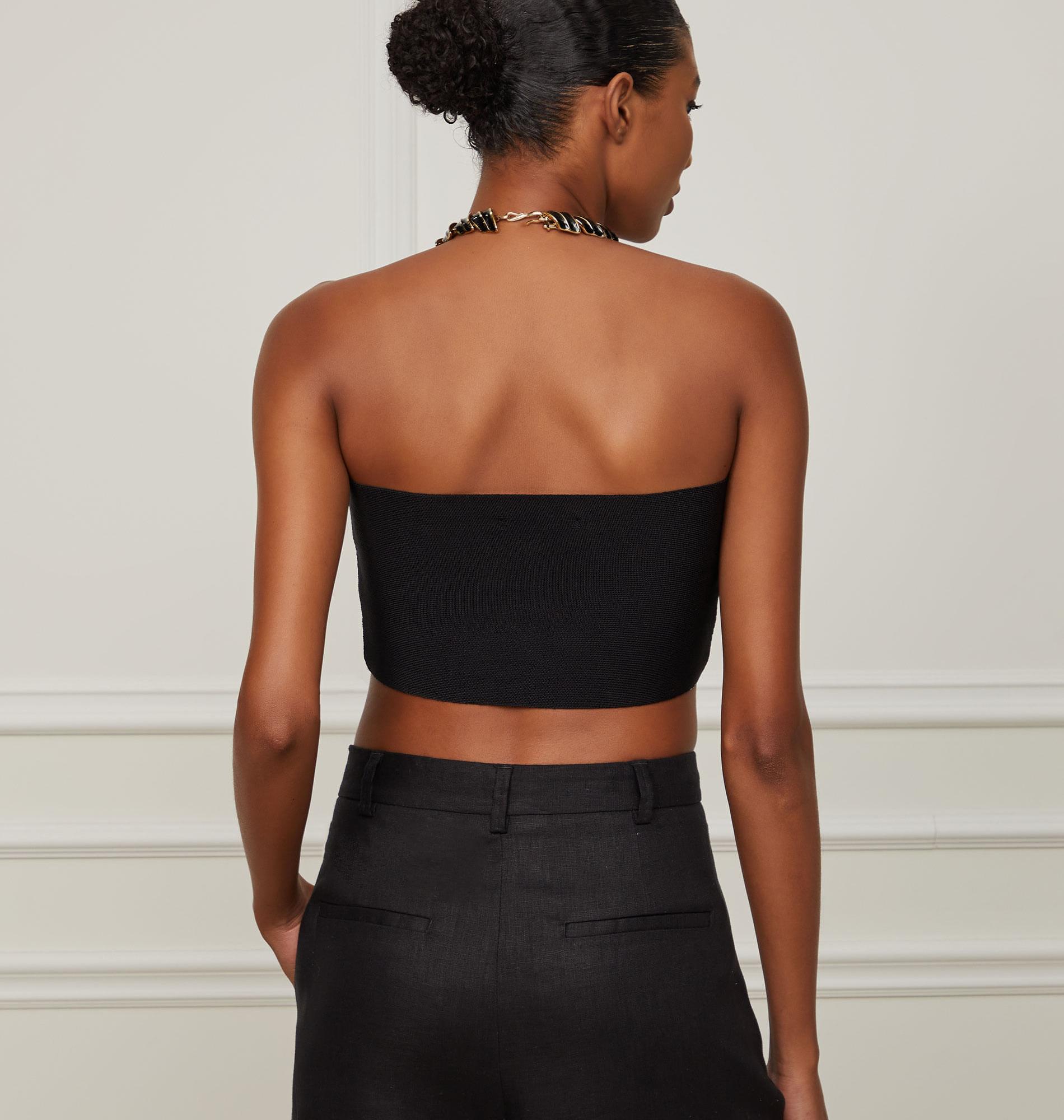 Top Estilo Faixa De Tricot Preto