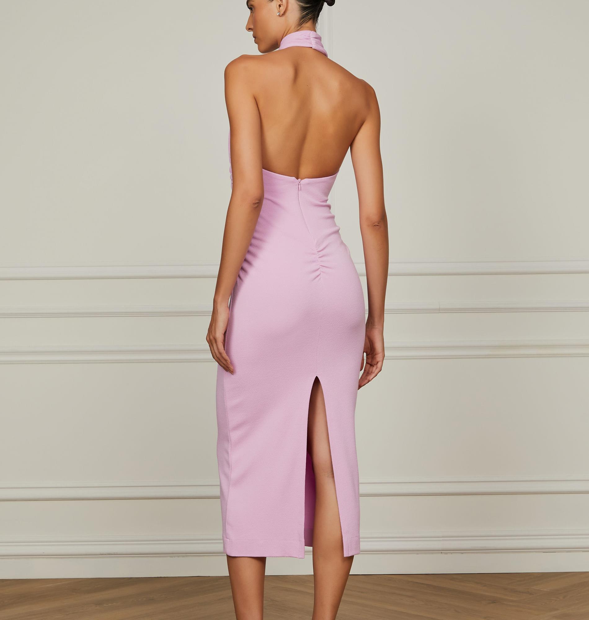 Vestido De Malha Frente Única Rosa Buque