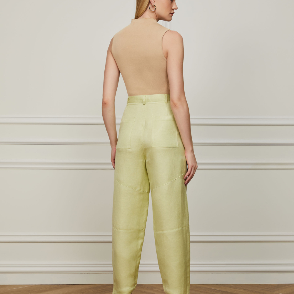 Calça De Linho Com Nervuras
