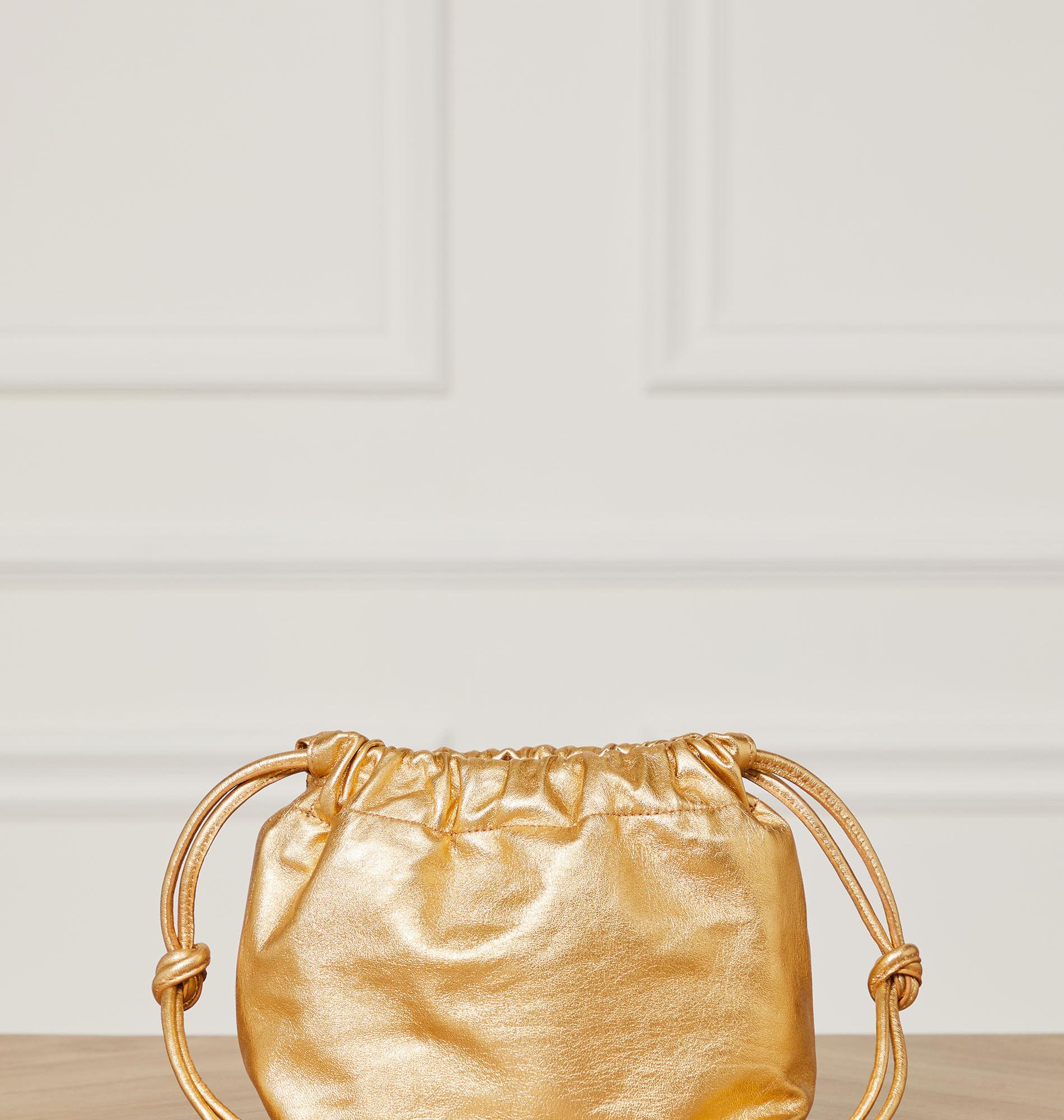 Bolsa De Couro Saco Alça Detalhes Dourado Yellow