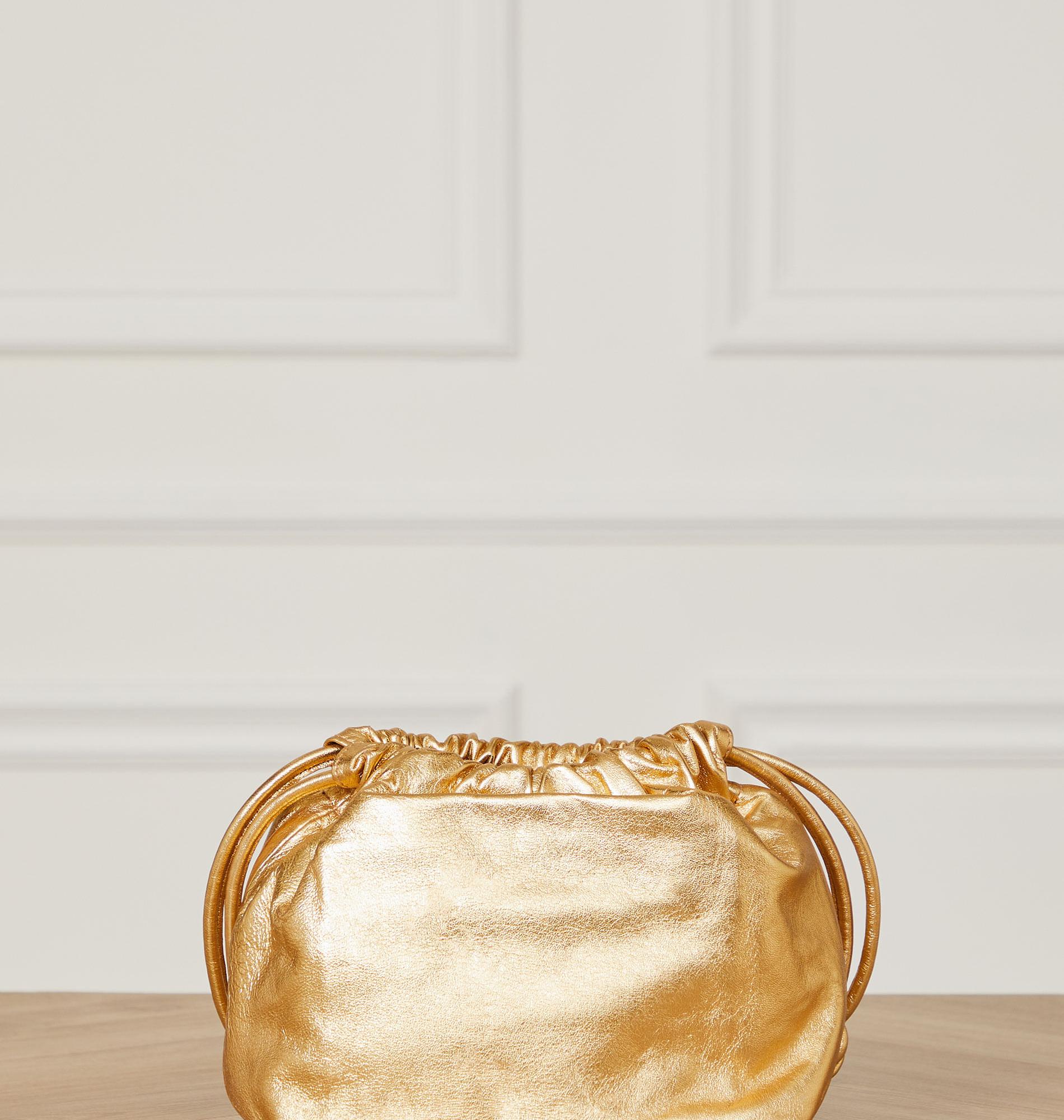 Bolsa De Couro Saco Alça Detalhes Dourado Yellow