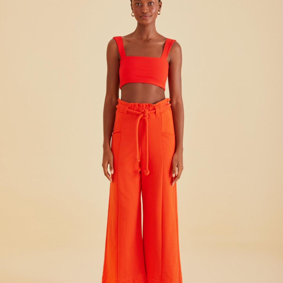 Calça Pantalona Moletom Amarração