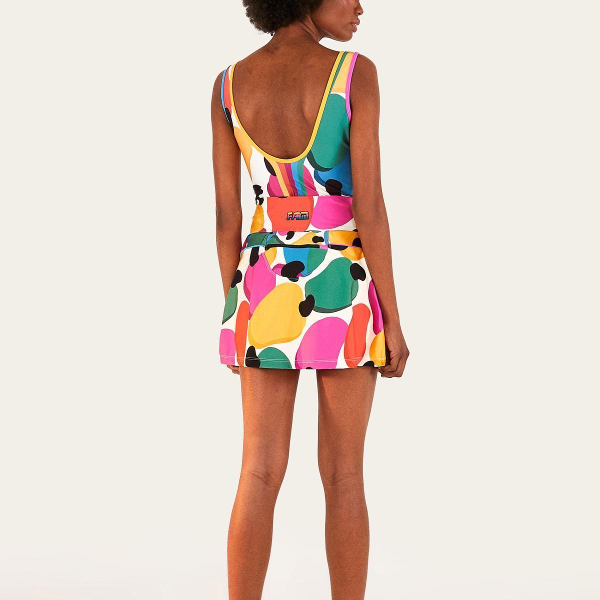 Short Saia Estampado Confete De Caju