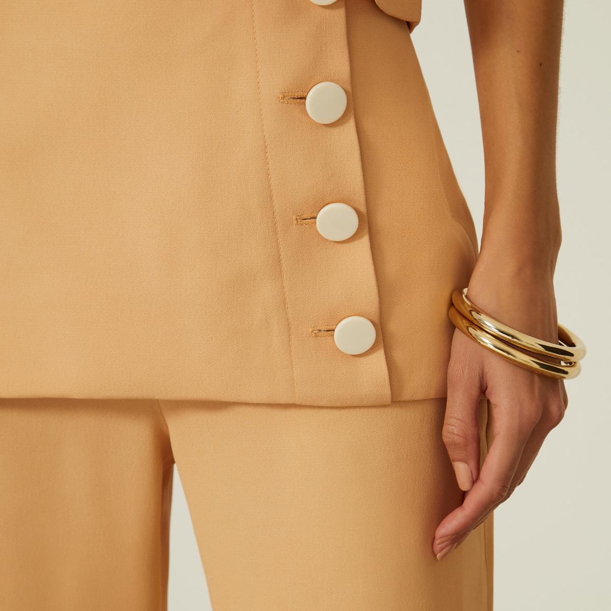 Calça Crepe Mini Flaire Abotoamento