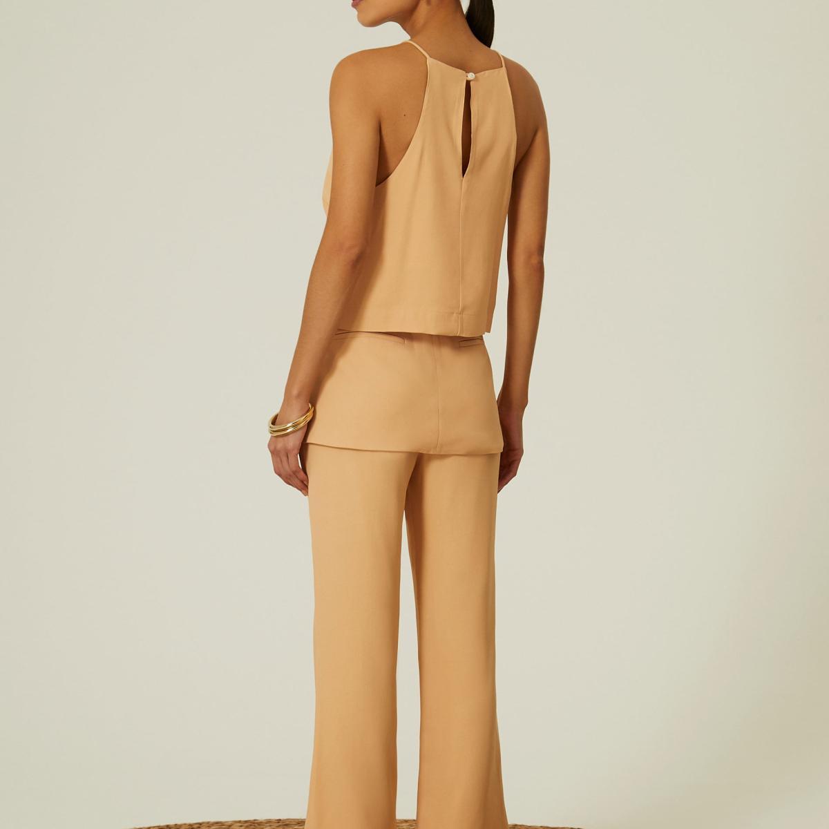 Calça Crepe Mini Flaire Abotoamento