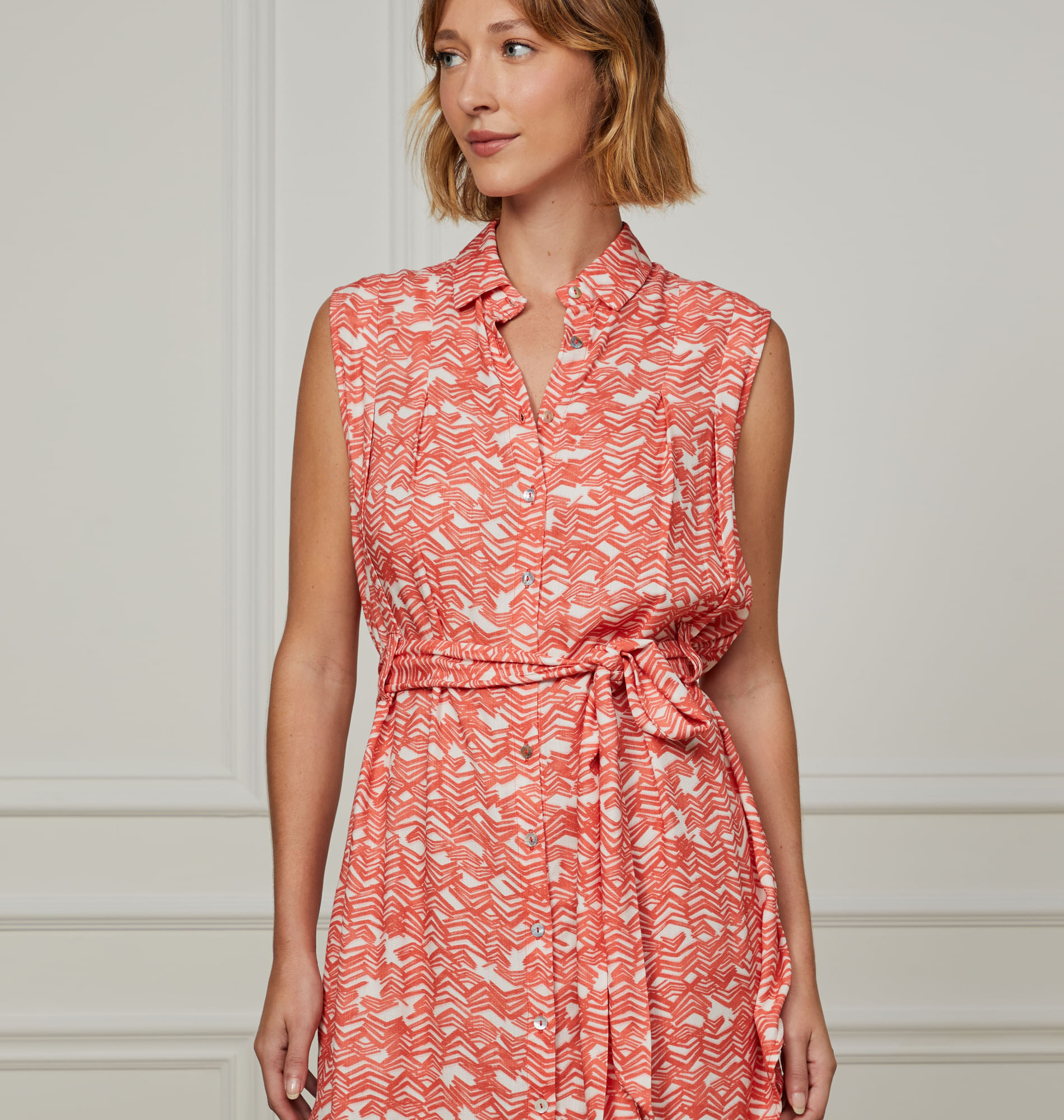Vestido Curto Est Setas Vermelho