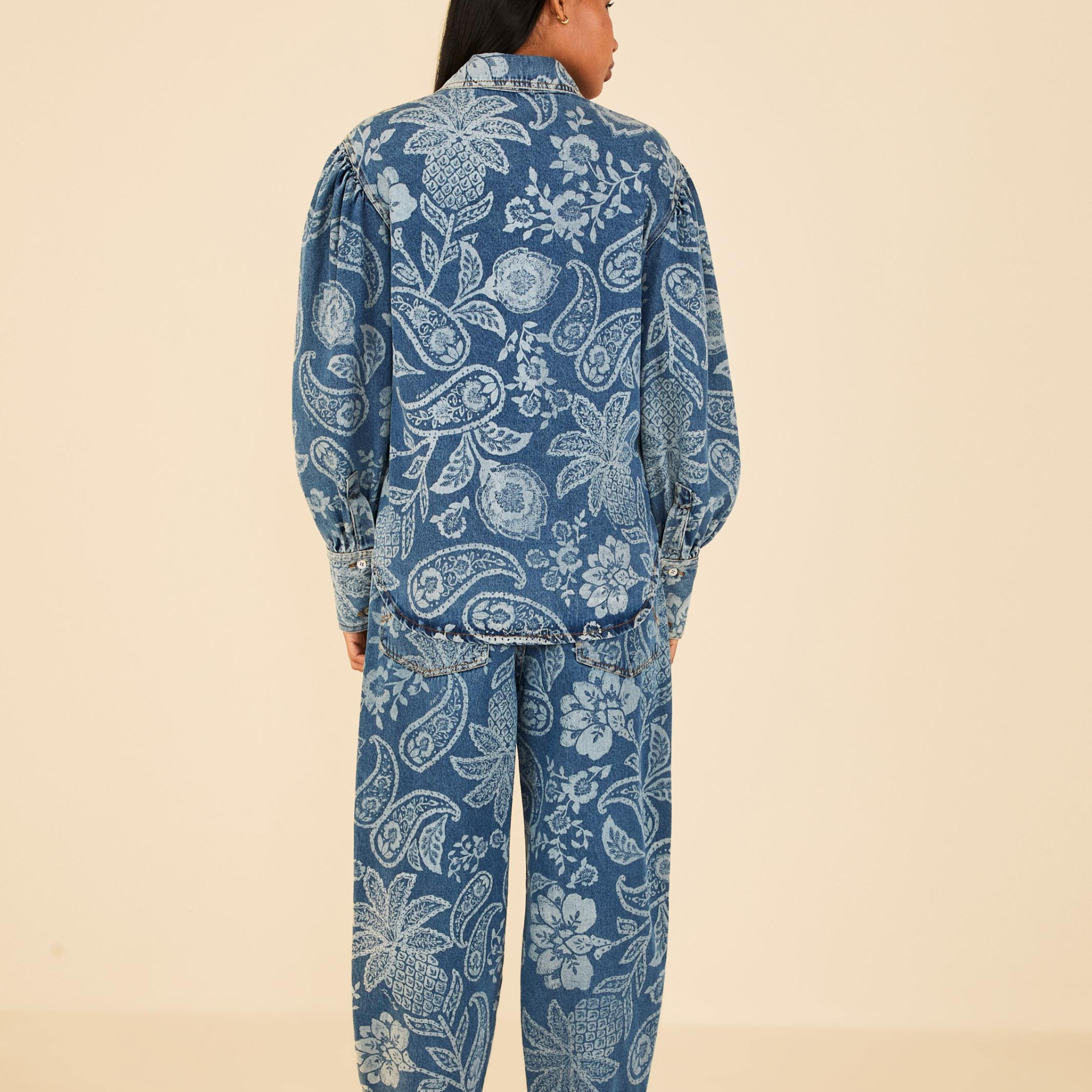 Camisa Jeans Estampada Desejo De Abacaxi