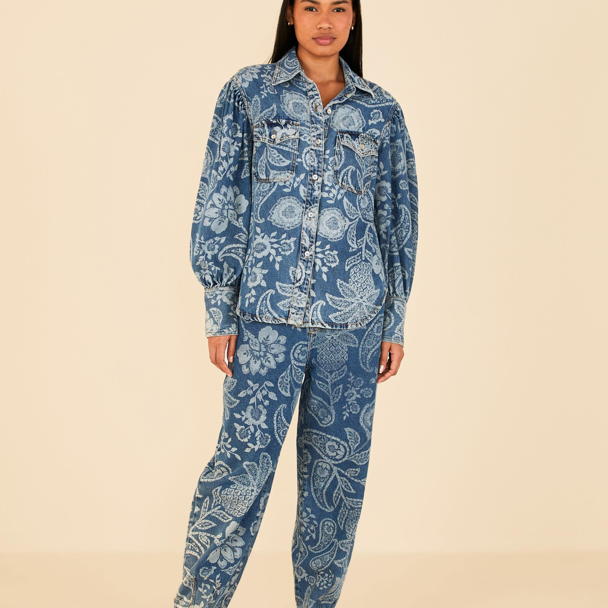 Camisa Jeans Estampada Desejo De Abacaxi
