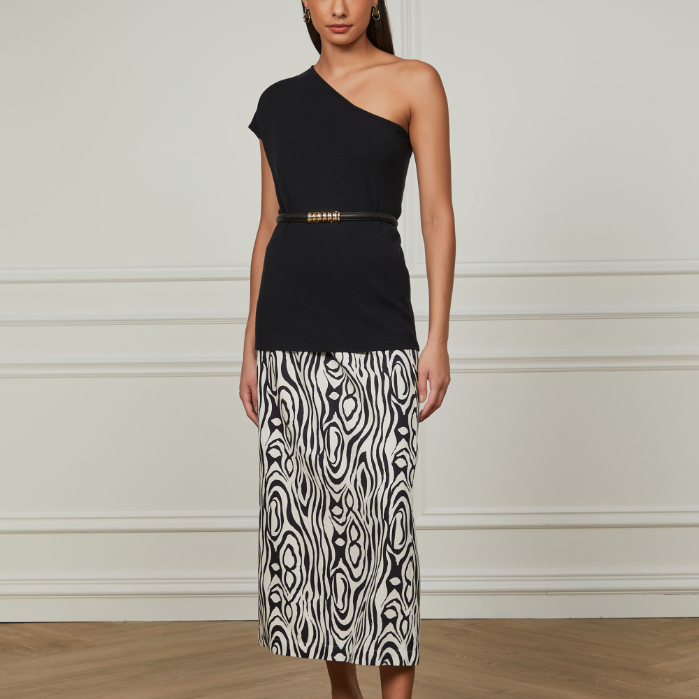 Blusa De Tricot Um Ombro So Preta
