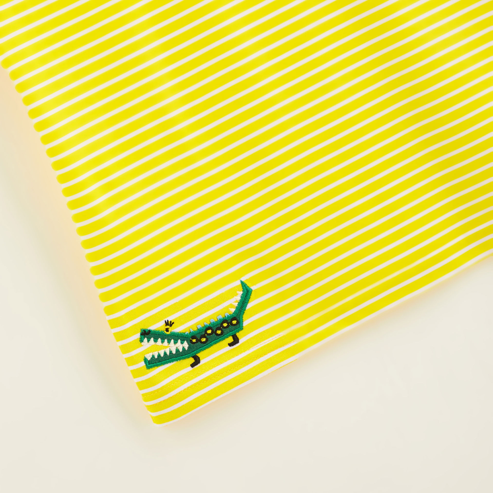 Camiseta Malha Listrada Bordado Colorido