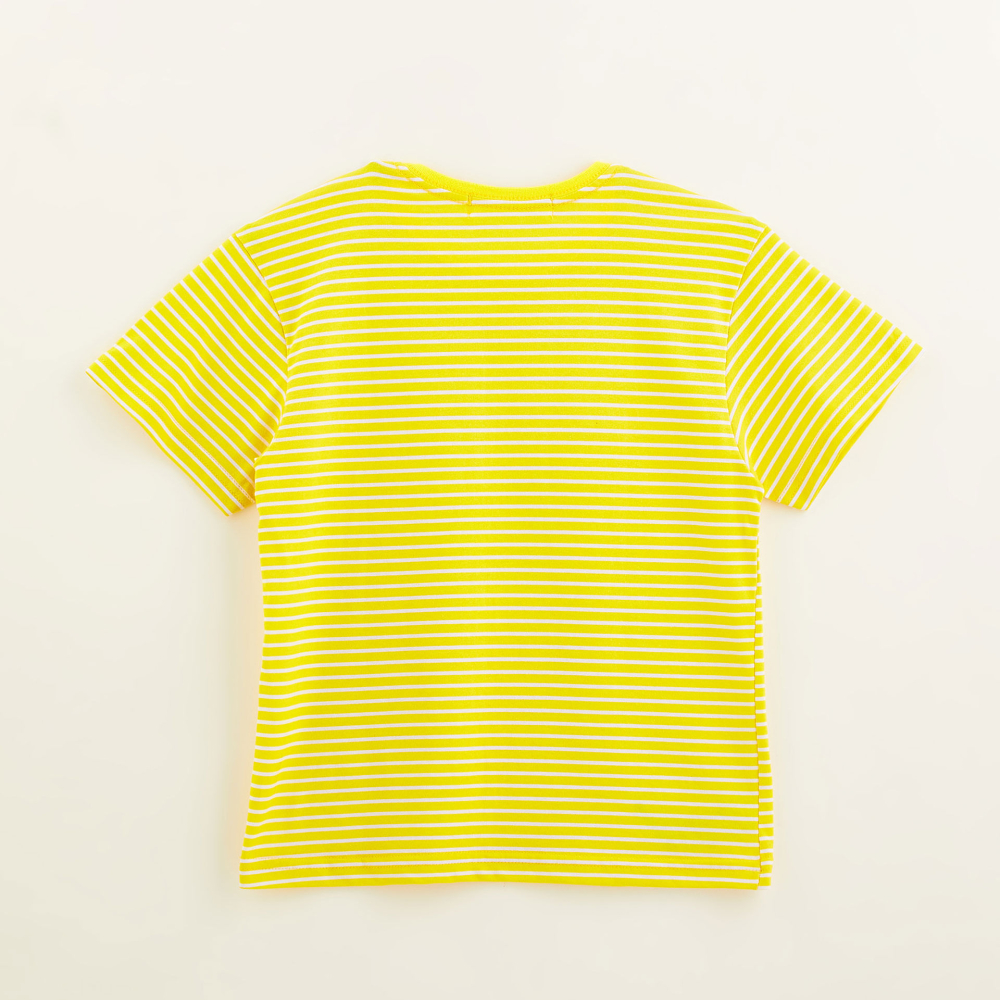 Camiseta Malha Listrada Bordado Colorido
