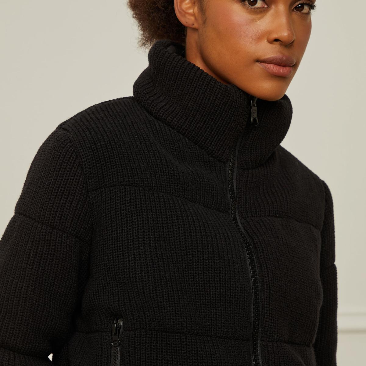 Jaqueta De Tricot Puff Preta