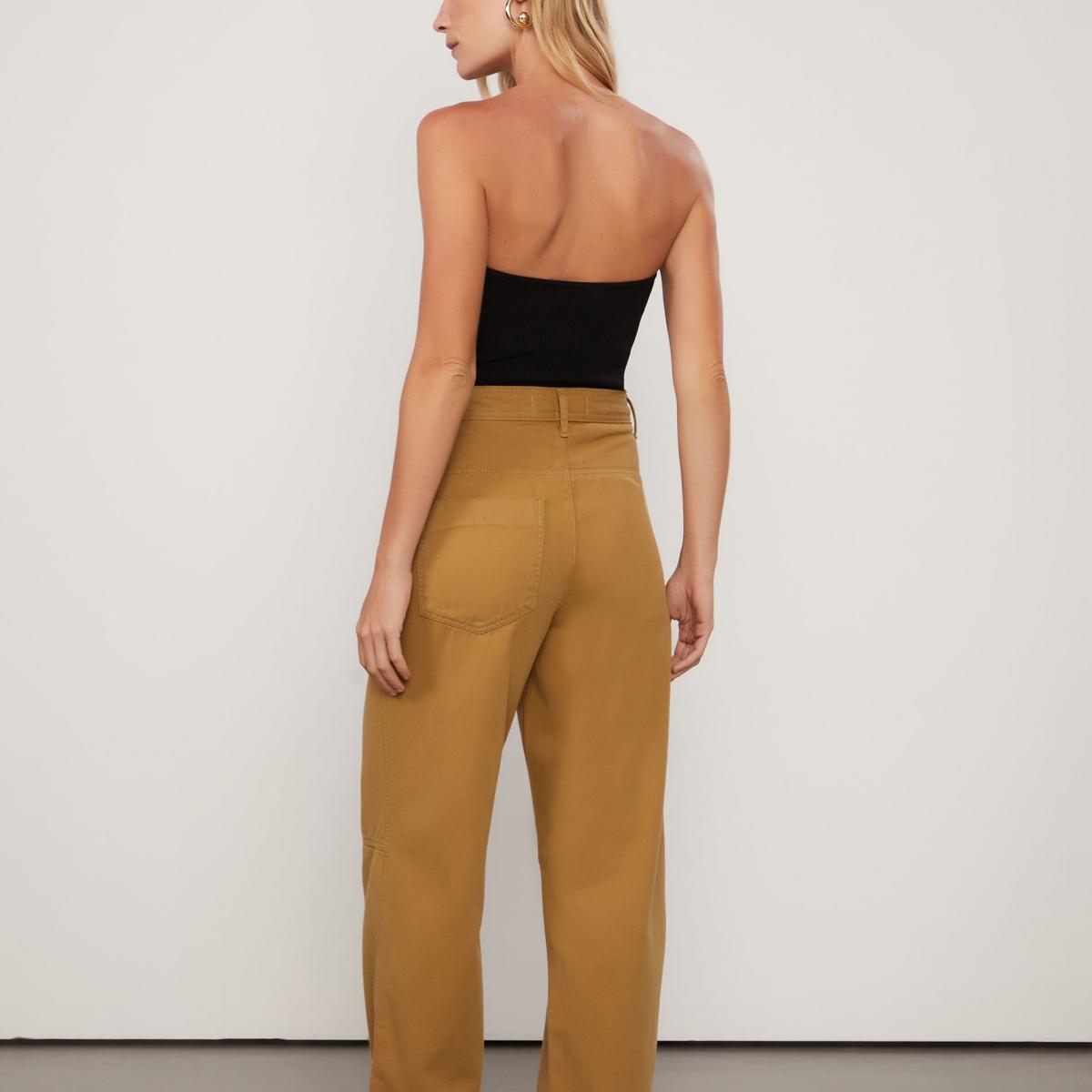 Calça De Sarja Verde Com Fenda Barra