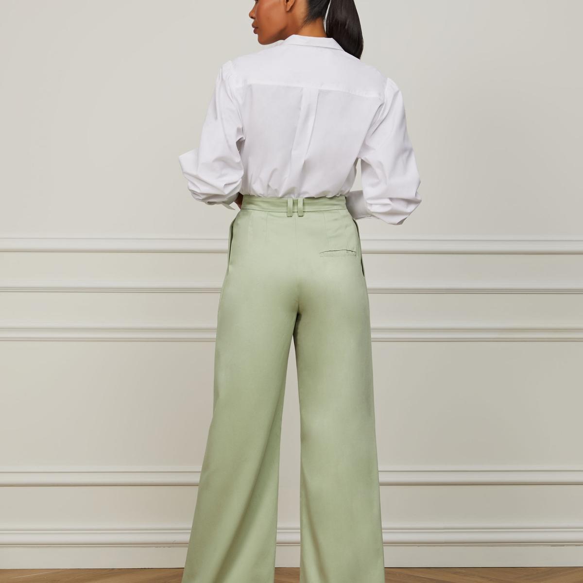 Calça Pantalona Verde De Alfaiataria