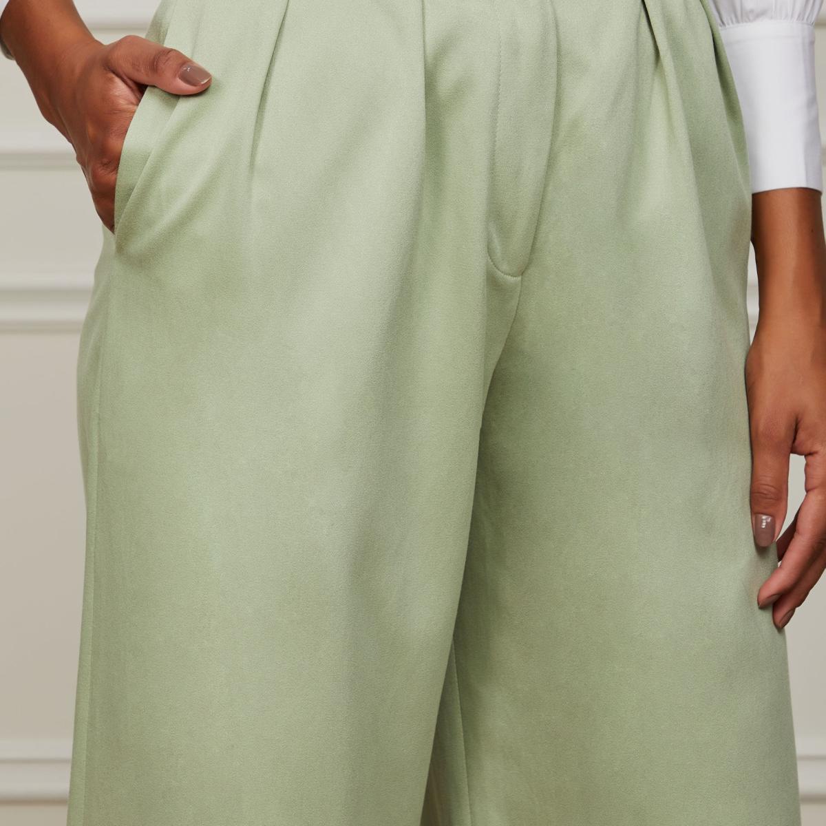 Calça Pantalona Verde De Alfaiataria