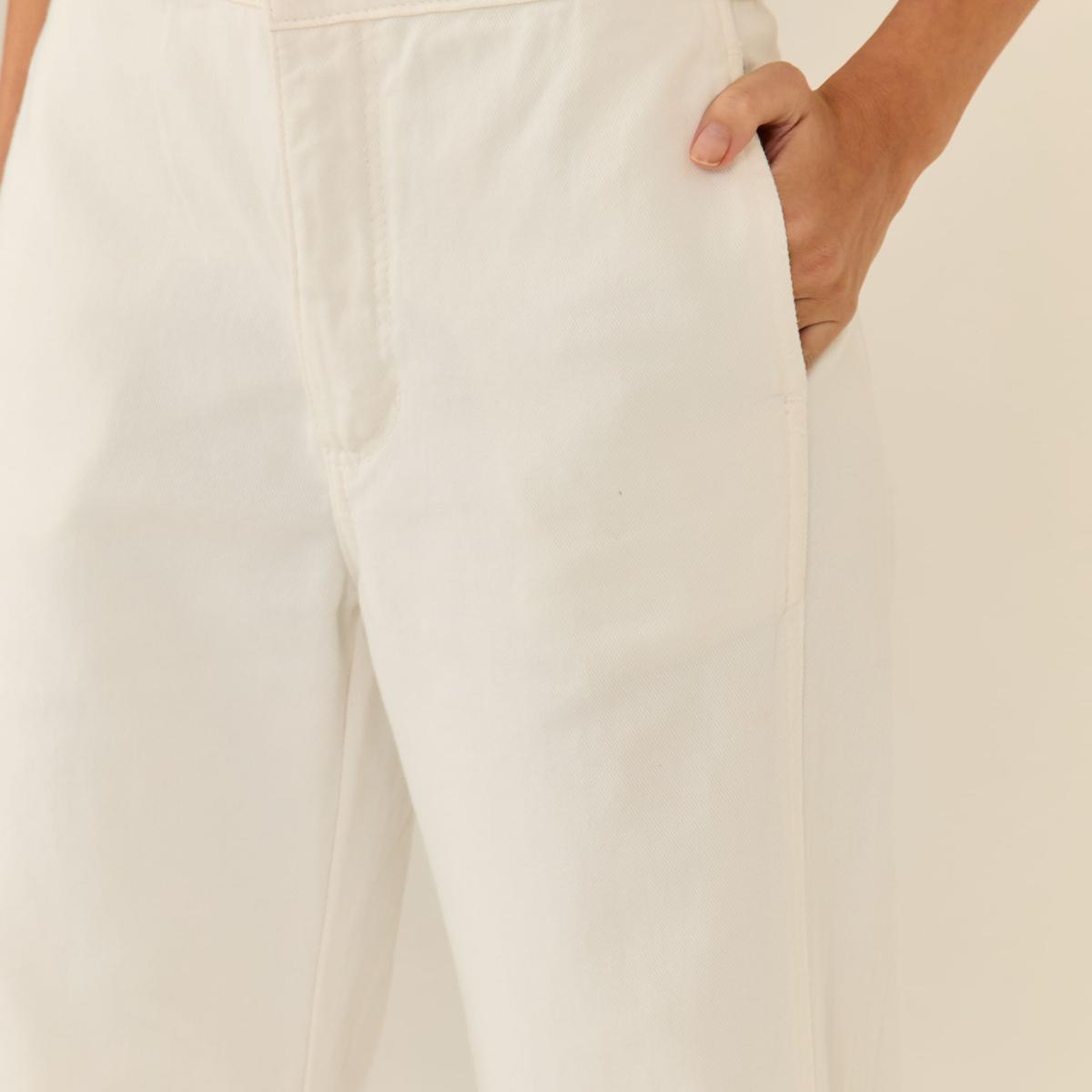 Calça Sarja Wide Pespontos