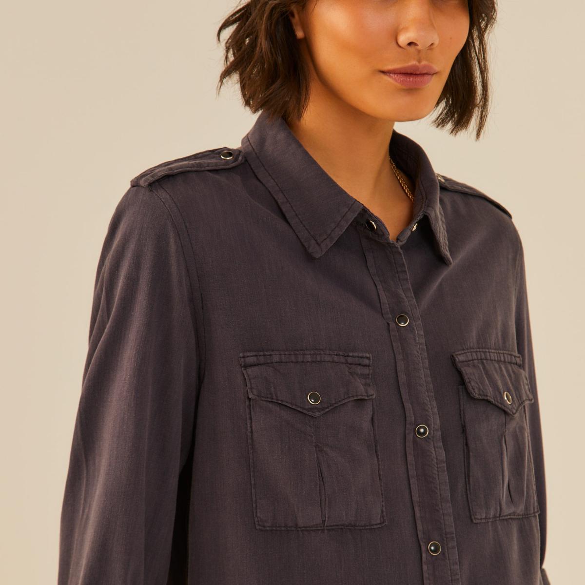Camisa Sarja Detalhe Cupro