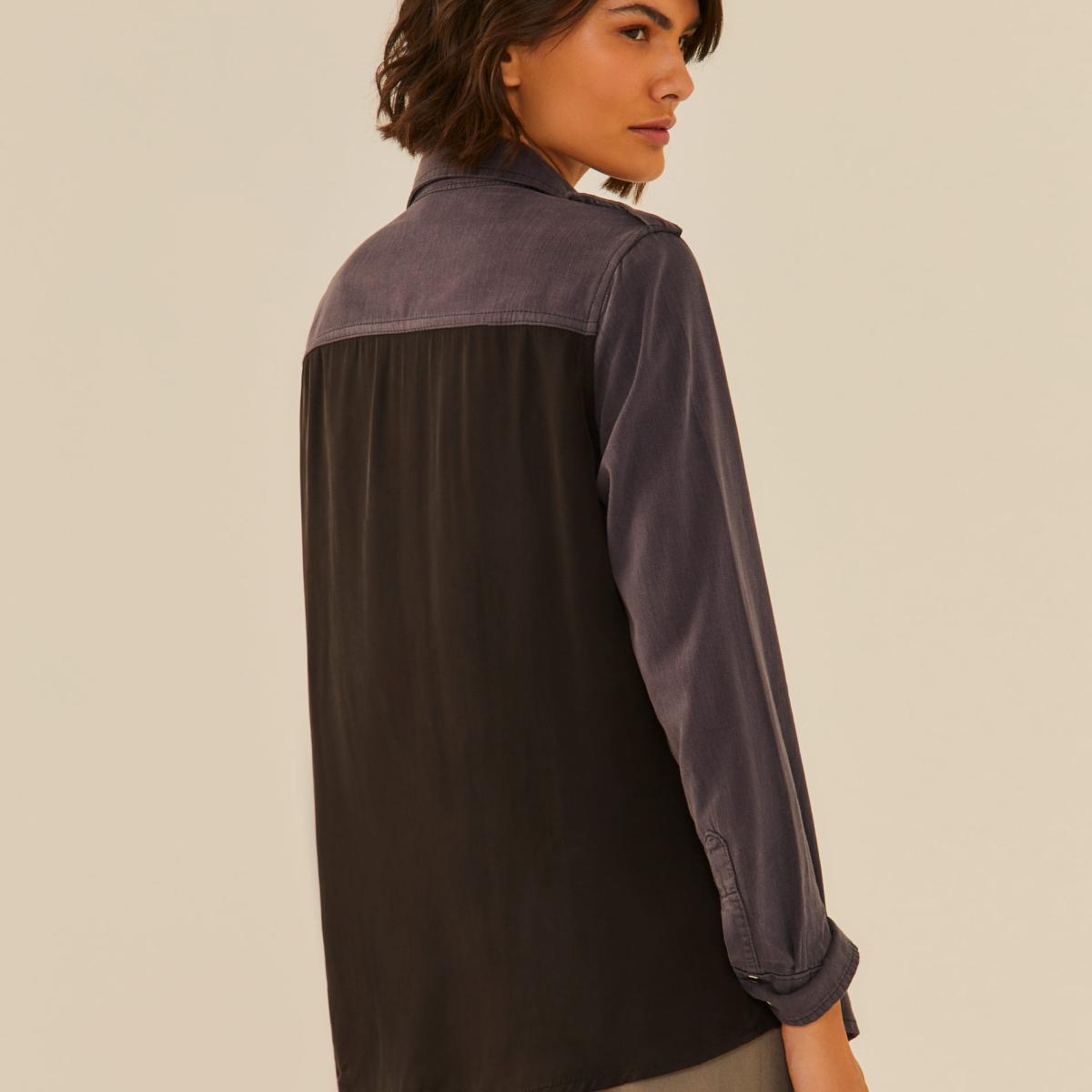 Camisa Sarja Detalhe Cupro