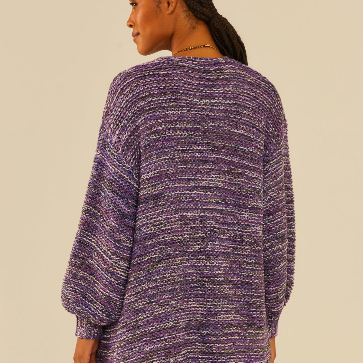 Cardigan Tricot Longo Ponto Multicolor