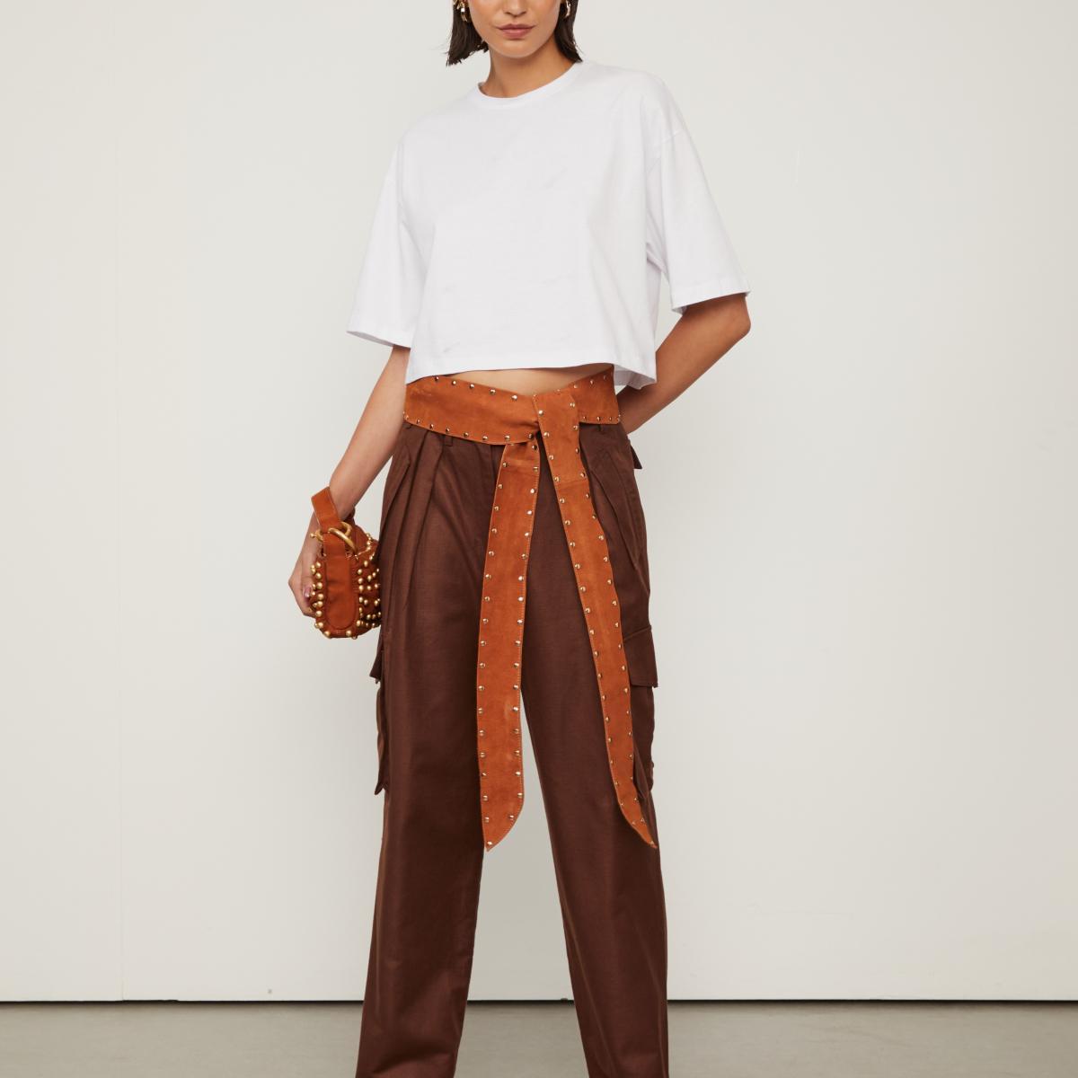 T-Shirt De Malha Cropped Off White