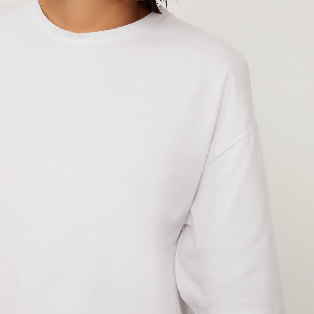 T-Shirt De Malha Cropped Off White