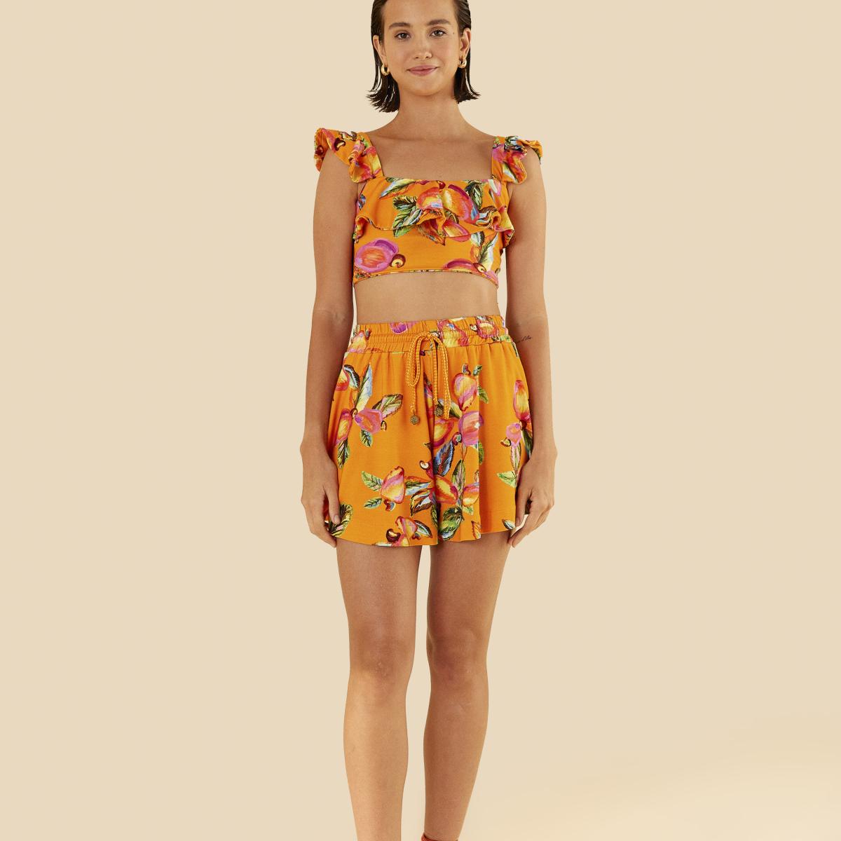 Top Babado Estampado Caju Céu