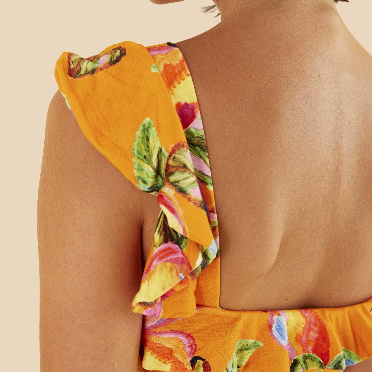 Top Babado Estampado Caju Céu
