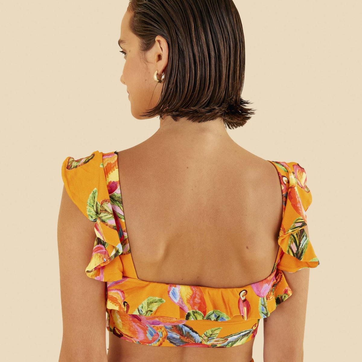 Top Babado Estampado Caju Céu